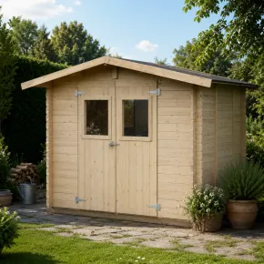 Casetta in Legno Block House 249x249 cm Porta Finestrata da Giardino 2