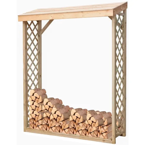 Legnaia con Griglia 162x60x20 5cm in Legno Abete Massello da Esterno