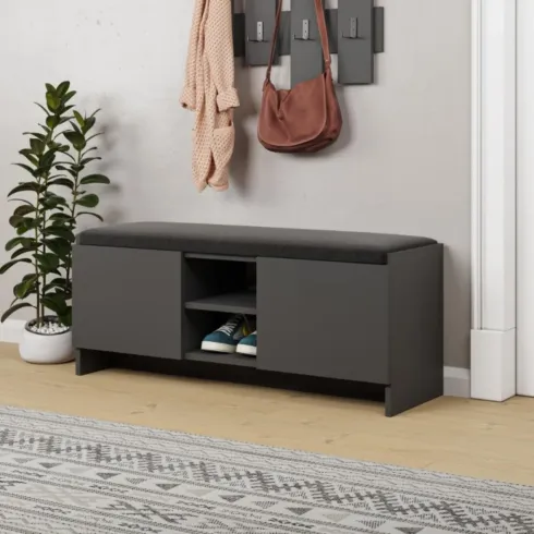 Panca Scarpiera da Ingresso 110x37x43 cm Antracite Rovere