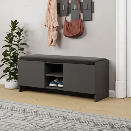 Panca Scarpiera da Ingresso 110x37x43 cm Antracite Rovere