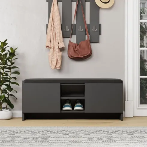 Panca Scarpiera da Ingresso 110x37x43 cm Antracite Rovere