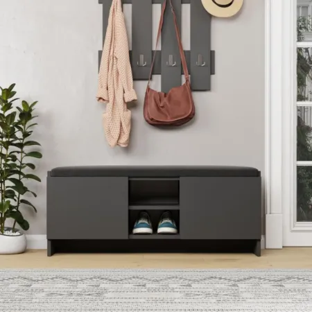 Panca Scarpiera da Ingresso 110x37x43 cm Antracite Rovere