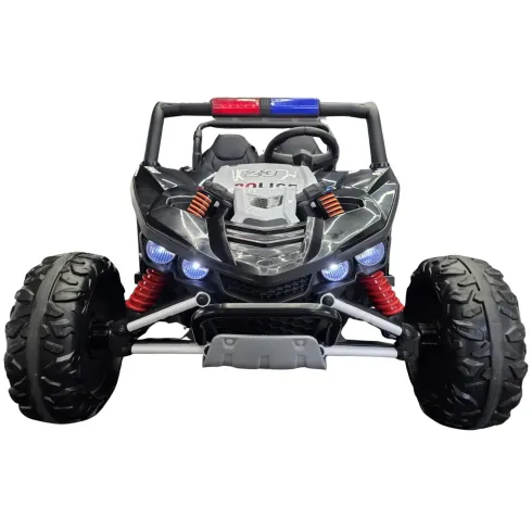 Auto Elettrica per Bambini 24V Buggy Pattuglia Polizia Nero Bianco
