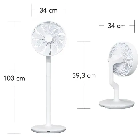 Ventilatore da Terra e Tavolo con Batteria 27 W WiFi e Telecomando