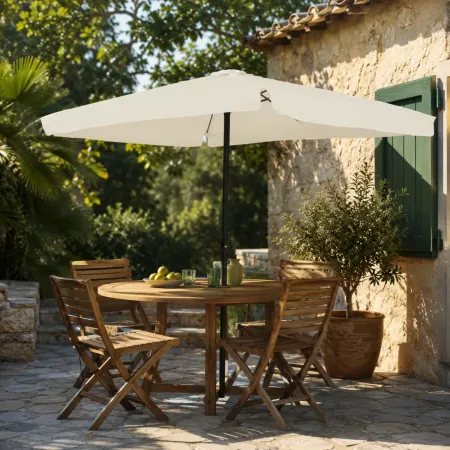 Giardino Ombrellone Quadrato 3x3 Ecru Manovella Tavolo Arredo Esterno Terrazzo