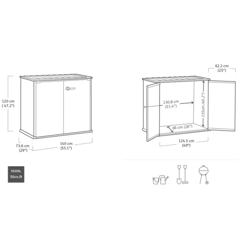 Box esterno Keter Patio Store 139,5x77x120 cm grigio effetto legno