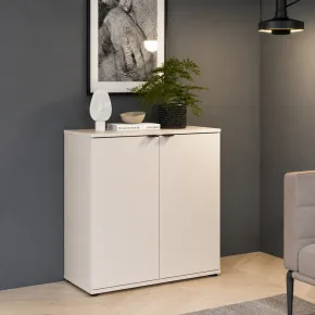 Mobile per Soggiorno Multiuso 2 Ante Beige Credenza Salvaspazio 2