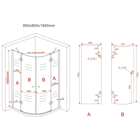 Box Doccia Tondo 80x80 90x90 8 mm 2 ante Battente Semi Circolare Vetro Cristallo