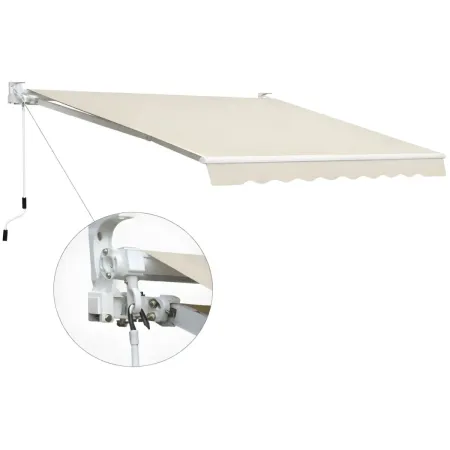 Tenda da Sole Avvolgibile a Barra Quadra 250x200 cm Beige da Esterno