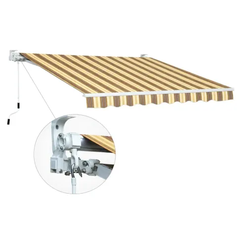 Tenda da Sole Avvolgibile a Barra Quadra 250x200 cm Beige Rigato