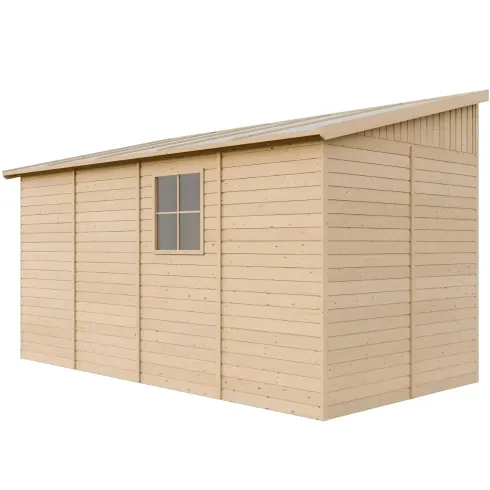 Casetta da Giardino Addossata 2x4 m in Legno 17 mm Porte con Finestre