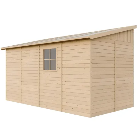 Casetta da Giardino Addossata 2x4 m in Legno 17 mm Porte con Finestre
