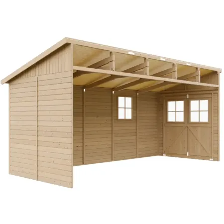 Casetta in Legno 17 mm da Giardino 2x5 m con Pavimento Addossata 10 m2