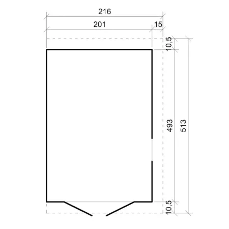 Casetta in Legno 17 mm da Giardino 2x5 m con Pavimento Addossata 10 m2