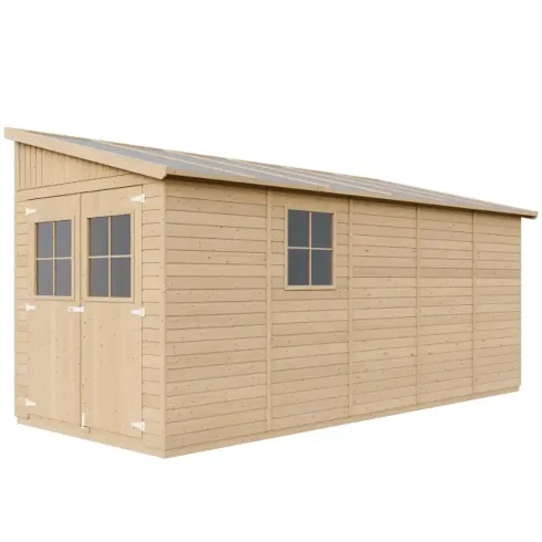Casetta Addossata da Giardino in Legno Chiusa 2x5 m Pavimento 10 m2