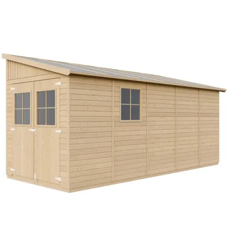 Casetta Addossata da Giardino in Legno Chiusa 2x5 m Pavimento 10 m2