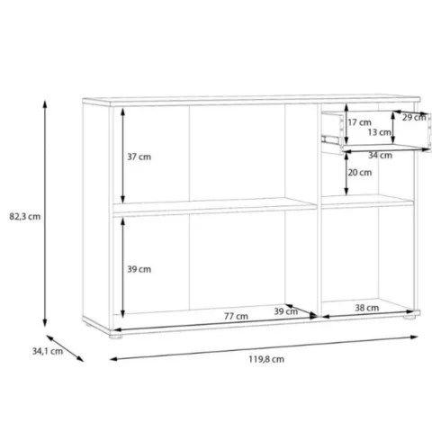 Mobile Multiuso 3 Ante 1 Cassetto Madia Grigio Chiaro per Soggiorno