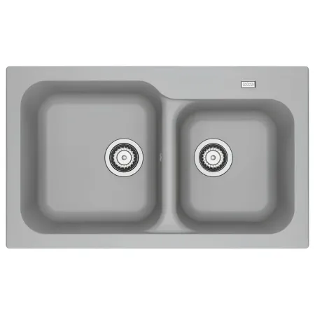 Lavello Cucina 2 Vasche da Incasso in Tectonite Grigio 83x50 cm