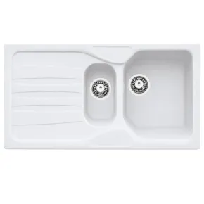 Lavello Cucina 2 Vasche con Gocciolatoio Reversibile Fragranite Bianco