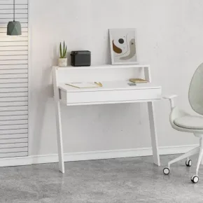 Scrivania da Parete con Cassetto Bianco Salvaspazio per Studio Ufficio 2
