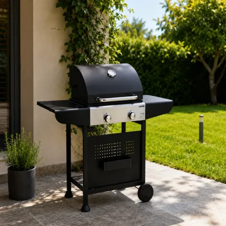 Barbecue a Gas GPL da Esterno 2 Bruciatori con Coperchio Acciaio Inox