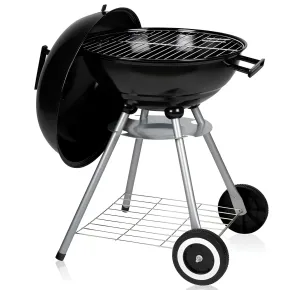 Barbecue a Carbonella Tondo con Coperchio Portatile Ripiano da Esterno 2