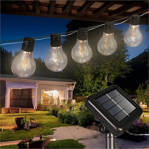 Filo Luci per Gazebo Pergole Energia Solare 20 LED 6W Luce Calda 5m