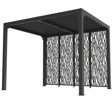 Pergola Bioclimatica 240x300 cm Alluminio Grigio con Pannelli Privacy