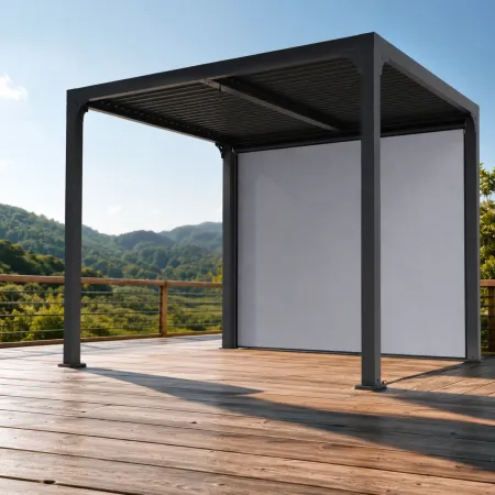 Pergola Bioclimatica in Alluminio 240x300 cm con Telo Laterale Manuale