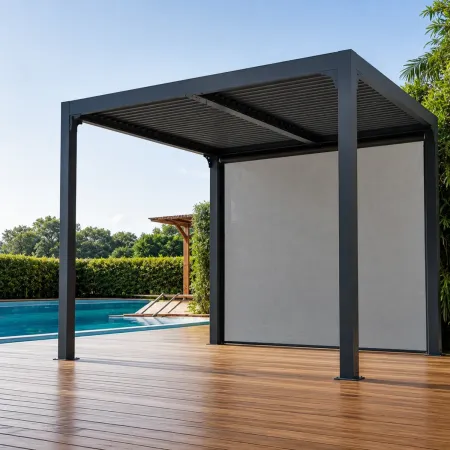 Pergola Bioclimatica in Alluminio 240x300 cm con Telo Laterale Manuale