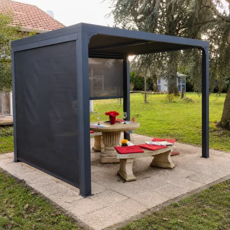 Pergola Bioclimatica da Esterno 240x300 cm 2 Teli Laterali Manuali