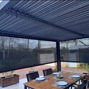 Pergola Bioclimatica in Alluminio 360x300 cm con 2 Teli Laterali Grigi 2