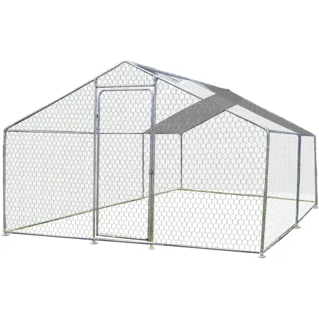 Recinto per Animali in Acciaio Zincato 2x3 m Pollaio con Telo 6 m2