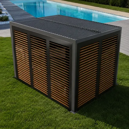 Pergola Bioclimatica 360x300 cm con Lamelle Effetto Legno 2 Lati