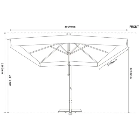 Ombrellone da Giardino Palo Laterale 3x3 m Telo Impermeabile Ecrù