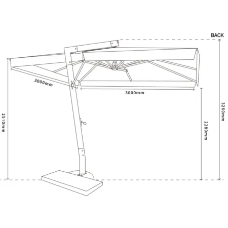 Ombrellone da Giardino Palo Laterale 3x3 m Telo Impermeabile Ecrù