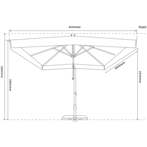 Ombrellone da Giardino Palo Laterale in Legno 4x4 m Ecrù con Manovella