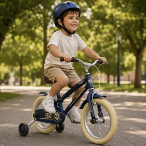 Bicicletta per Bambini 12" Blu Vintage Regolabile con Stabilizzatori 2