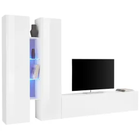 Parete Attrezzata Soggiorno 280x30x180 cm con 2 Colonne e Porta TV