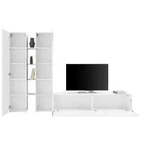 Parete Attrezzata Soggiorno 280x30x180 cm con 2 Colonne e Porta TV 2
