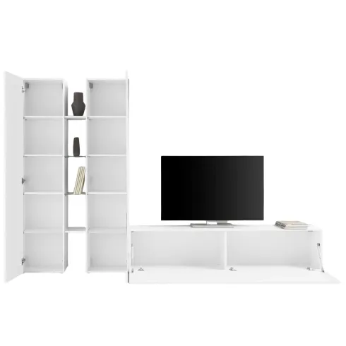 Parete Attrezzata Soggiorno 280x30x180 cm con 2 Colonne e Porta TV