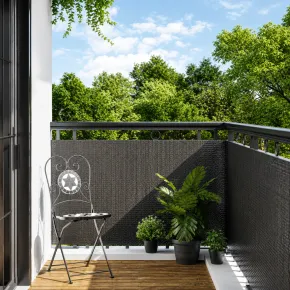 Rotolo Frangivista Rattan Artificiale Antracite 1x3m Copertura Privacy 2