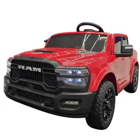 Macchina Elettrica Bambini 12V Dodge Rosso Sedili Ecopelle Bluetooth