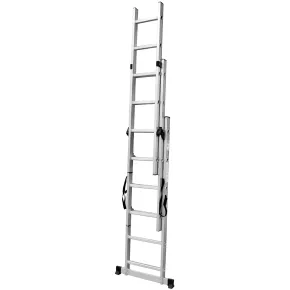 Scala a Sfilo 3 Rampe 6+6+6 Gradini in Alluminio Altezza 4m Max 150kg 2
