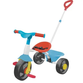 Triciclo Bambini Blu Rosso Giallo in Metallo Cestino Ribalta Cintura