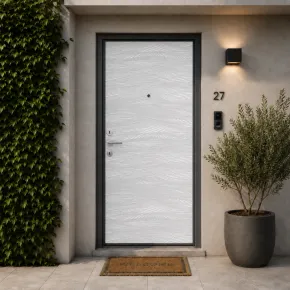 Pannello per Porta Blindata Alluminio Bianco Effetto Onde 90x210 cm 2