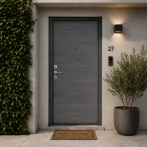 Pannello per Porta Blindata Alluminio Grigio Effetto Onde 90x210 cm 2