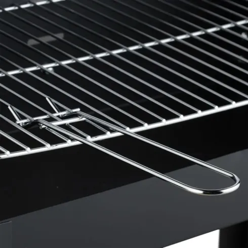 Barbecue a Carbonella con Griglia Inox Regolabile e Ripiani in Legno