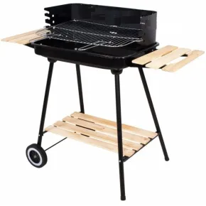 Barbecue a Carbonella da Esterno con Ruote Portatile Griglia Regolabile 2