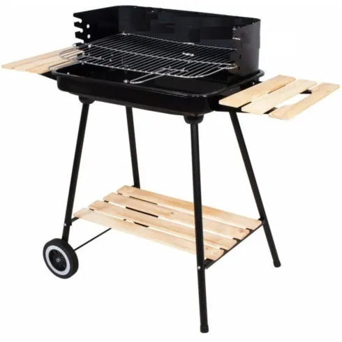 Barbecue a Carbonella da Esterno con Ruote Portatile Griglia Regolabile